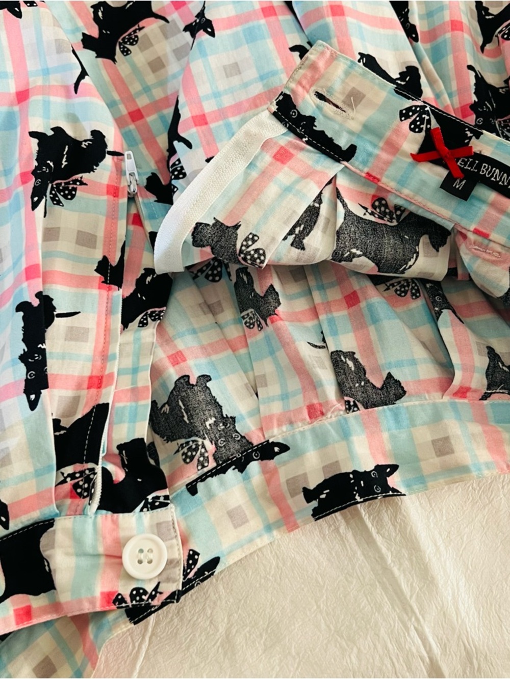 Hell Bunny Scottie Skirt SZ Med Retro Flare Swing Dance Knee Length Dog Lover - Picture 8 of 14